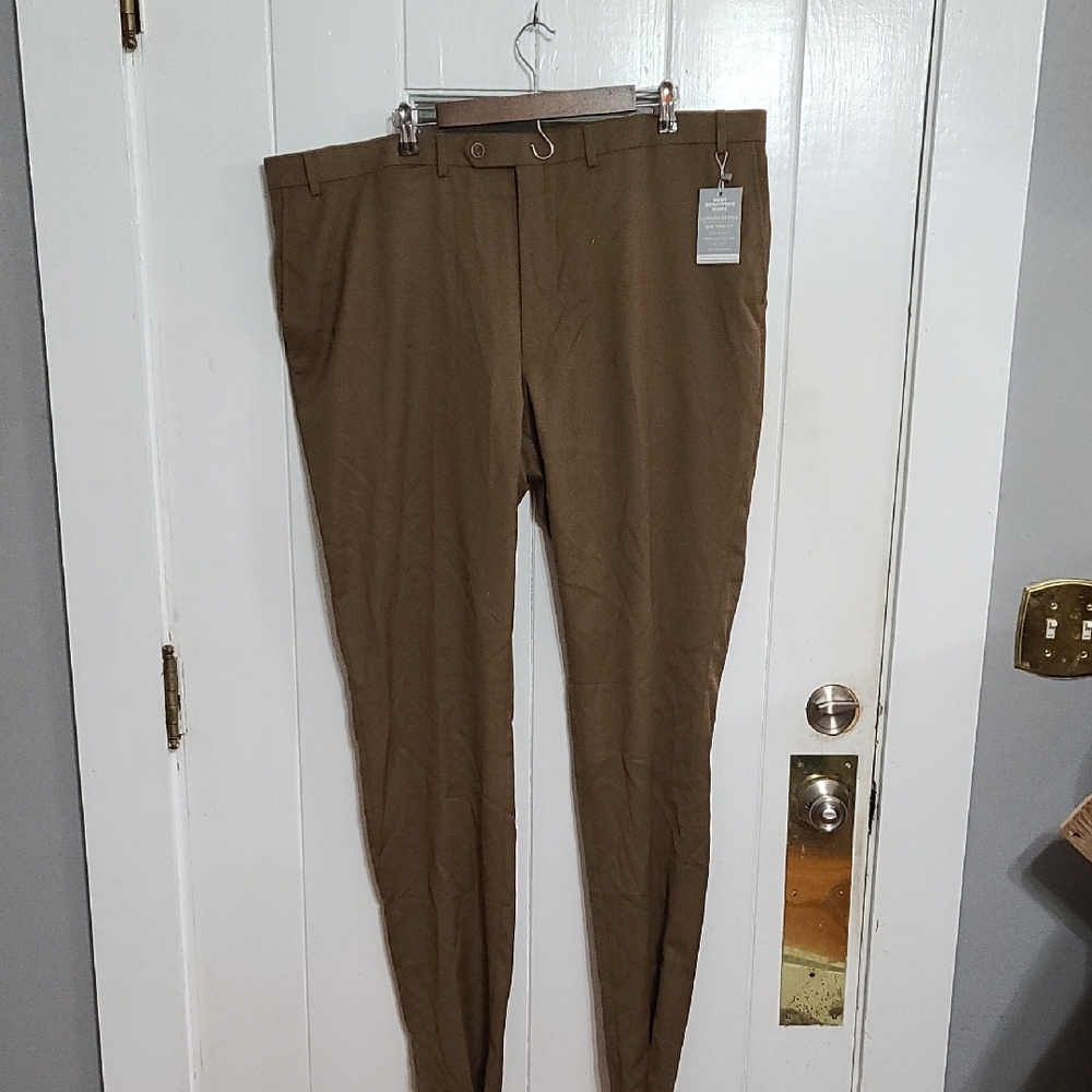 NWT Hart Schaffner Marx Mens 100% Wool Pants Chocolate Brown UNHEMMED 46 R‎